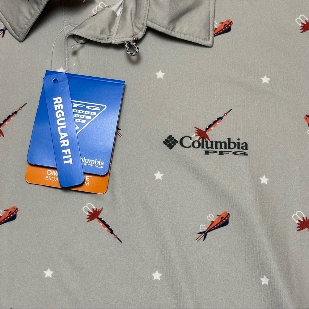Columbia Men’s Super Slack Tide II Short-Sleeve Polo Cool Grey Starcast L PFG - Picture 4 of 12